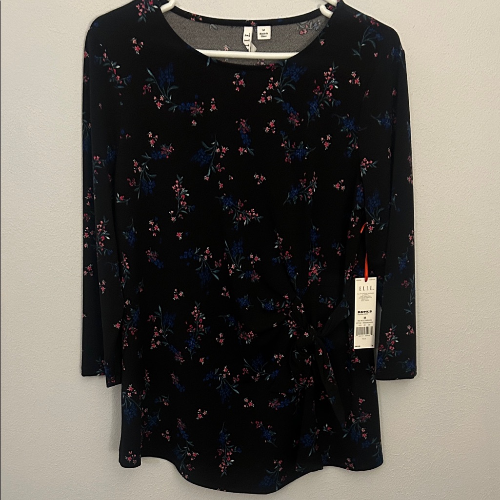 Nwt Elle Black Floral Blouse